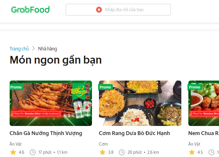 top 9 app dat do an Grab Food tai Ha Noi