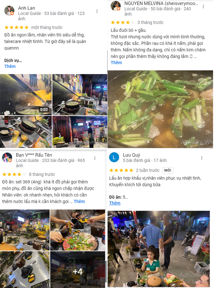 Kh&aacute;ch h&agrave;ng đ&aacute;nh gi&aacute; qu&aacute;n lẩu tự do
