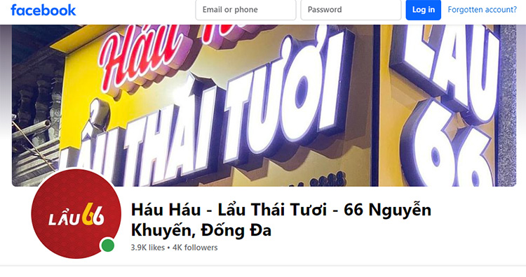 Facebook lẩu th&aacute;i H&aacute;u H&aacute;u ở H&agrave; Nội