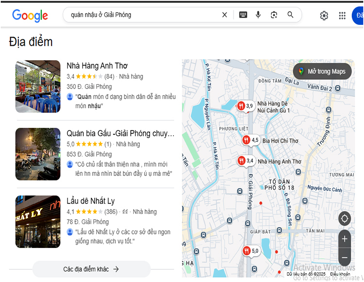 Các quán nhậu khu đường Giải Phóng – gần BV Bạch Mai