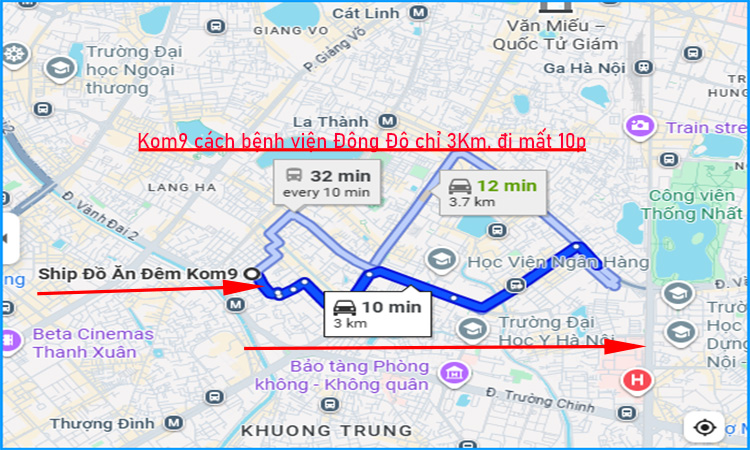 Ship đồ ăn bệnh viện Đông Đô Hà Nội