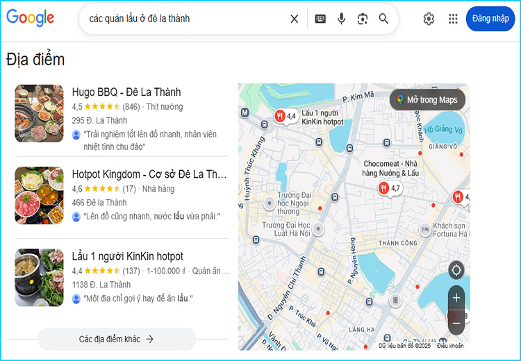 Các quán lẩu ở Đê La Thành hấp dẫn ngon nhất khu vực