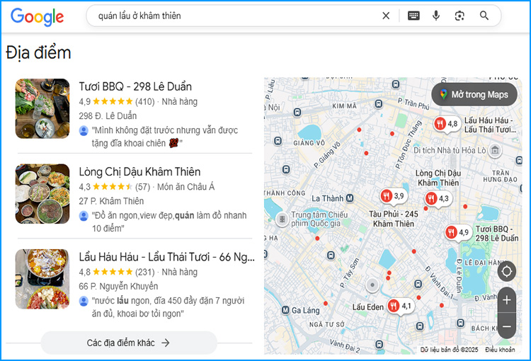 Các quán lẩu ở gần Khâm Thiên, q.Đống Đa