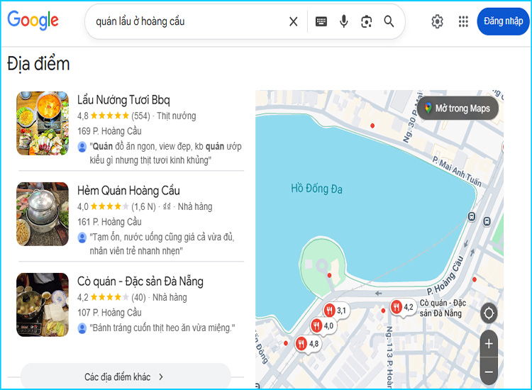 Các Quán lẩu ở Hoàng Cầu phục vụ đa dạng món