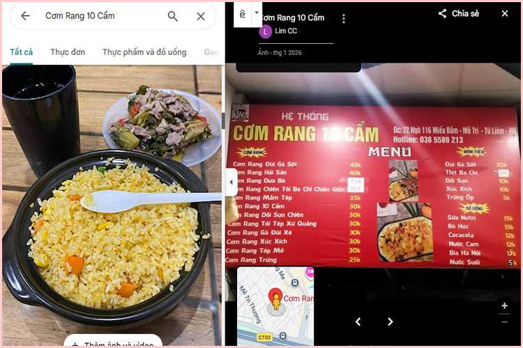Quan com rang 10 cam o quan Tu Liem Ha Noi